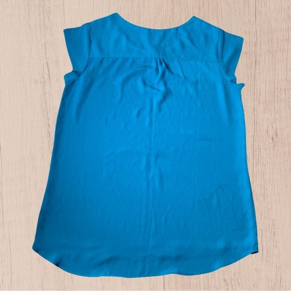 Womens short sleeve blouse ruffle blue medium Fluted Sleeve - Picture 5 of 8